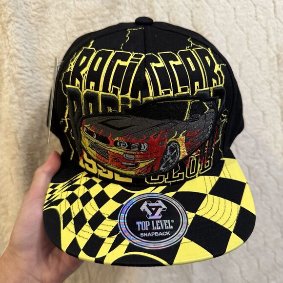 NWT Top Level Racing Car 1992 Flames Graphic Print Snap Back Hat‎ One Size - Picture 12 of 16